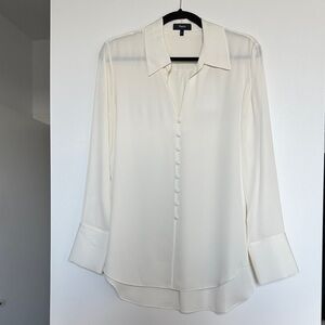 Theory Outlet Women's Ivory Button-Up Blouse